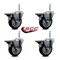Service Caster 4 Inch Black Polyurethane Wheel Swivel 34 Inch Threaded Stem Caster Set with Brake SCC SCC-TS20S414-PPUB-BLK-PLB-34212-4 - alternate 4